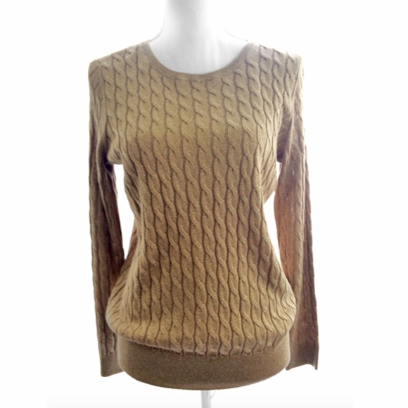 TALBOTS Petite Cable Knit Metallic Gold Sweater - Picture 3 of 5